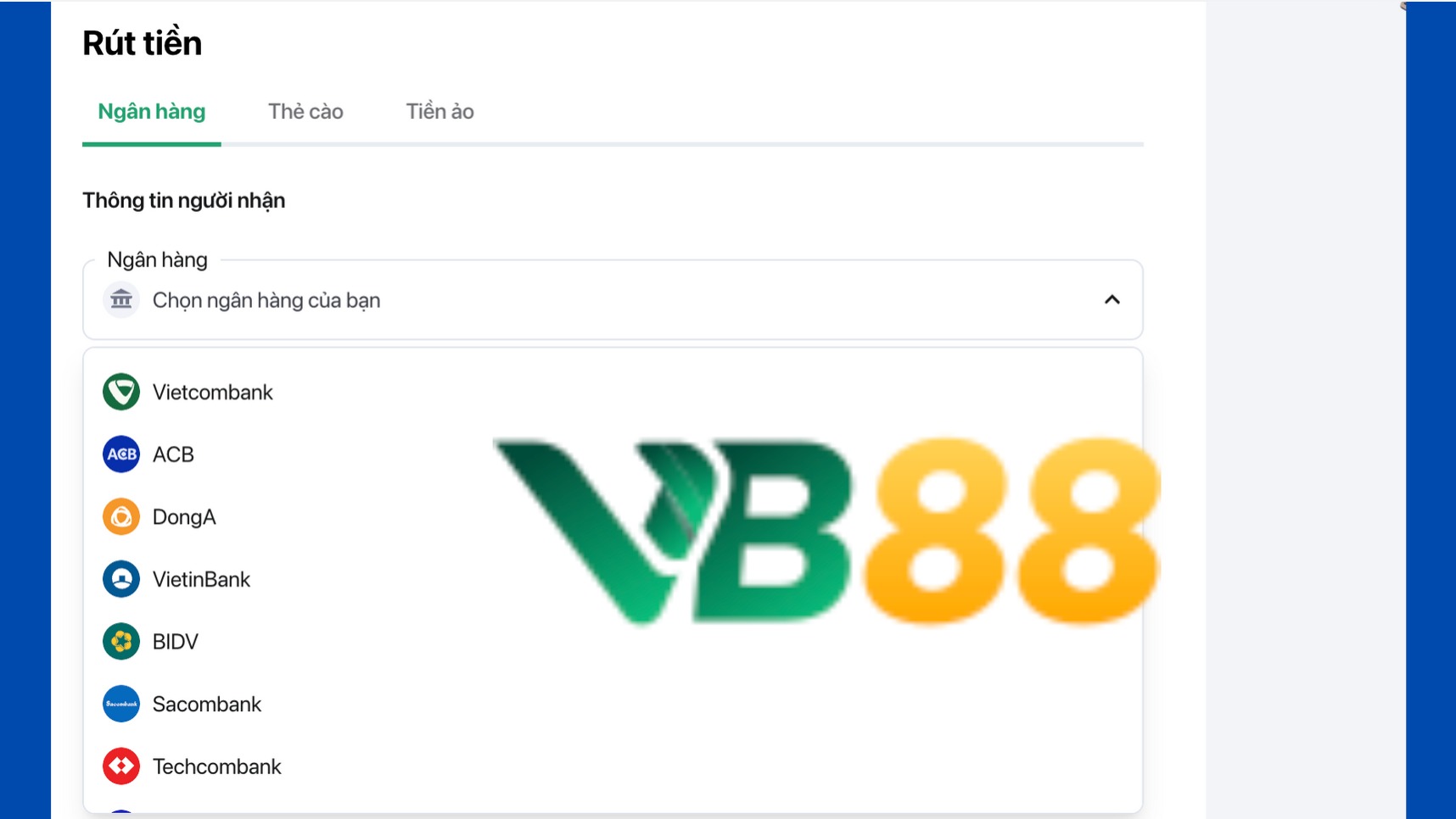 Điều kiện rút tiền tại nhà cái VB88