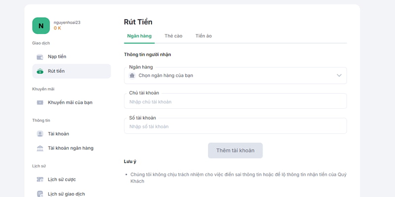 Đổi thưởng an toàn với ngân hàng