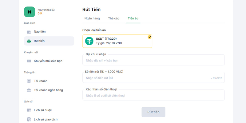 Rút tiền VB88 bảo mật với tiền ảo